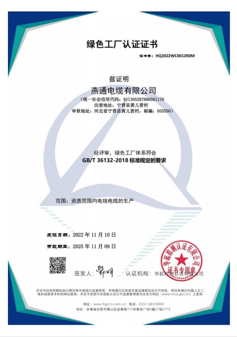 綠色工廠證書